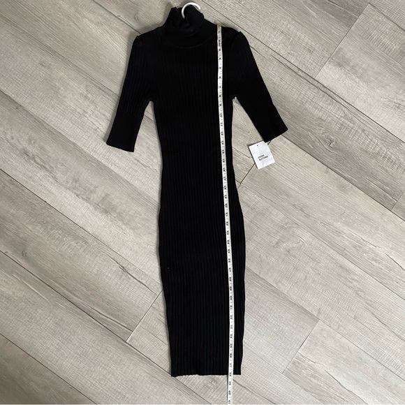 Long Black Turtle Neck 3/4 Sleeve Dress - Picture 6 of 12